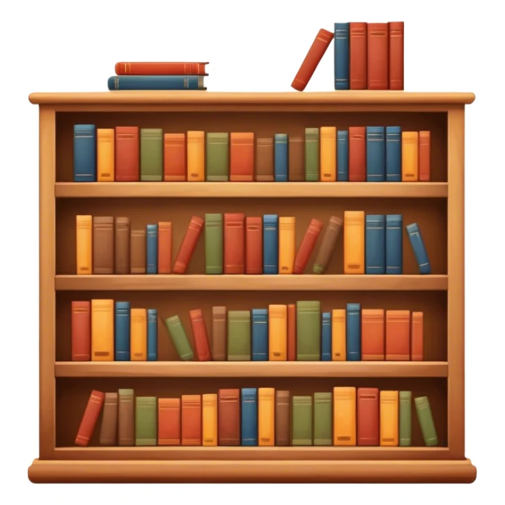 aesthetic wooden bookshelf filled with books sticker