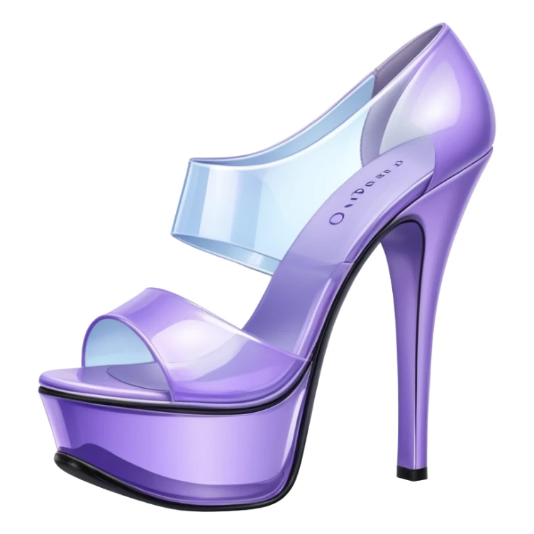 ultra realistic pair of platform open toe lavender glass heels sticker