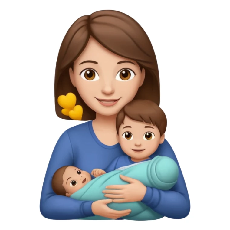 Mother holding 1 infant brown hair fair skin sticker