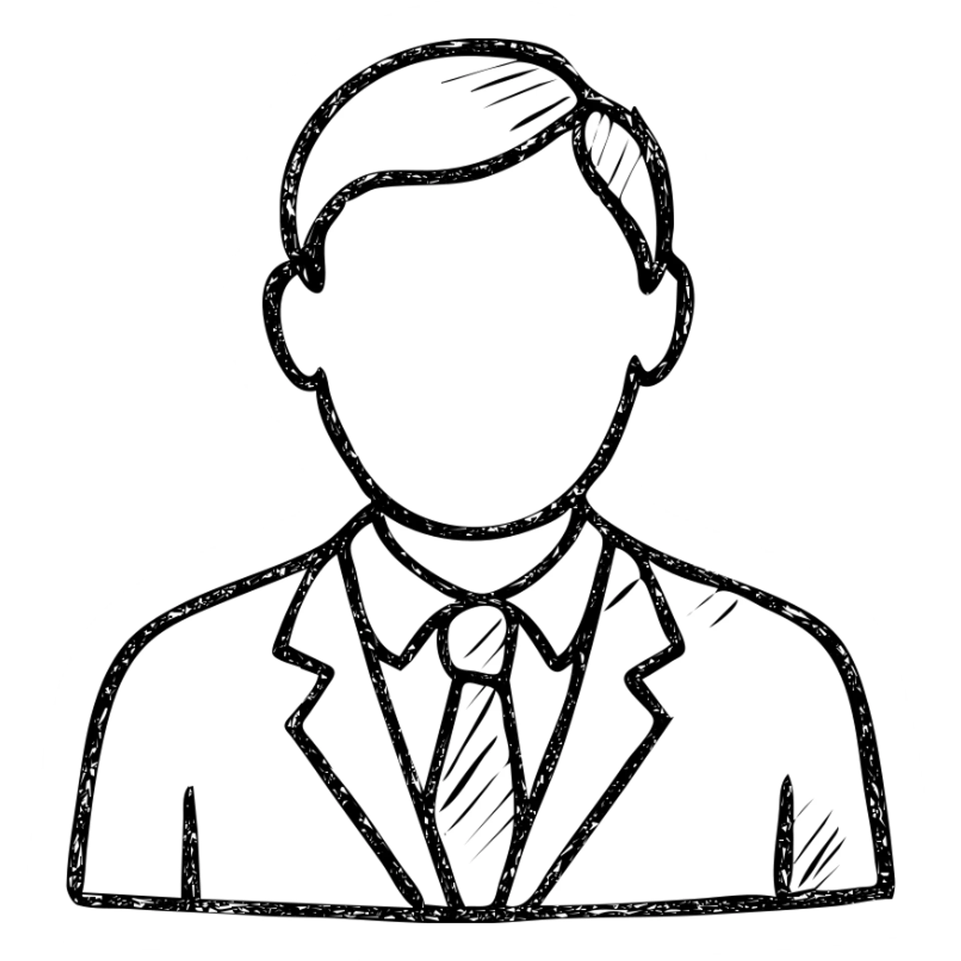 business man icon, sketchy look, hand drawn outlined sticker