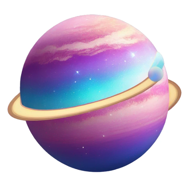 sparkly glittery blue purple and pink gradient planet with a cheesy saturn ring sticker