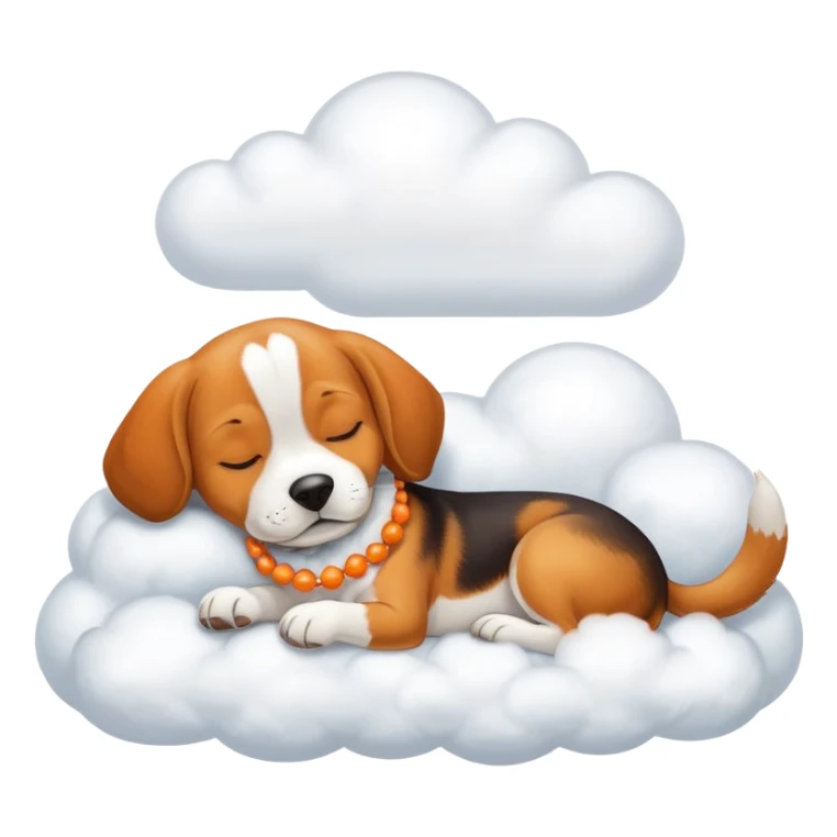 Beagle dog with Orange necklace sleeping in cloud sticker