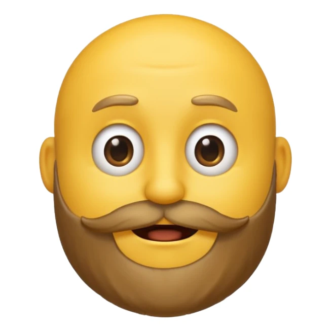 A yellow smiley emoji with a beard on top of his head sticker