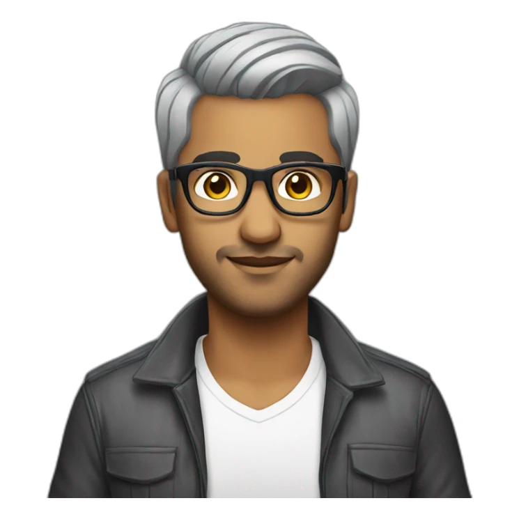 Indian dj with glasses short hair no moustache grey stubble sticker
