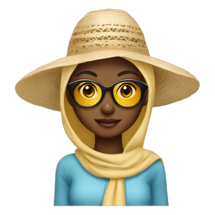 Pretty model Muslim Somali girl with sunglasses and sun hat sticker