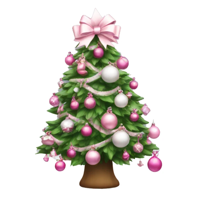 A Christmas tree with bows and pink and white ornaments  sticker