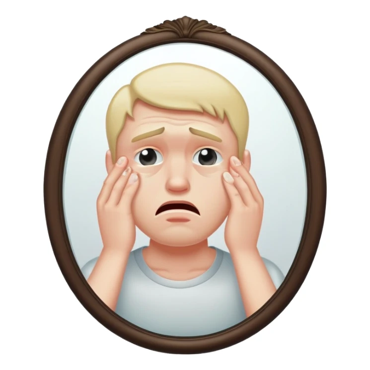 crying and Disappointed male face in the mirror sticker