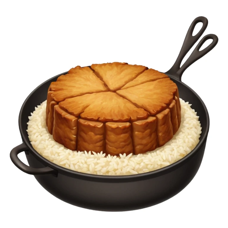 fried pork chop with white rice in a caldero sticker