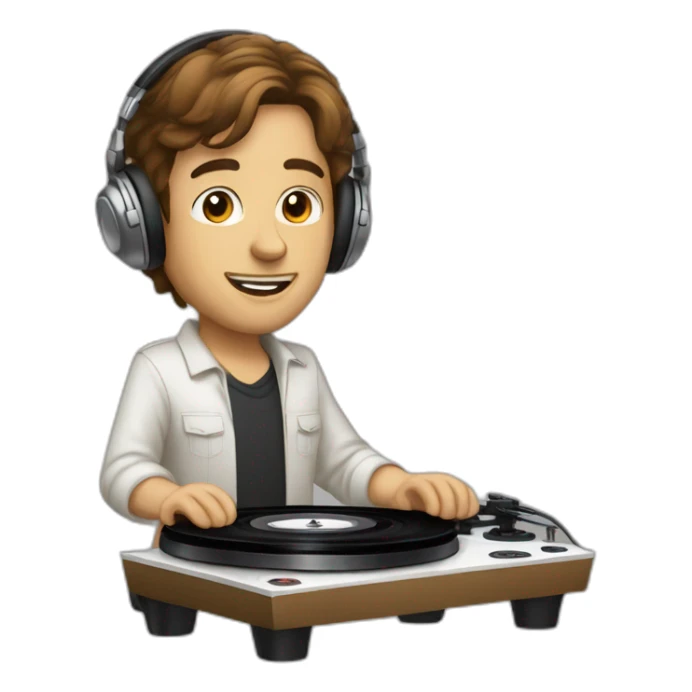 A white with short brown hairs without glasses DJ playing music on turntables sticker