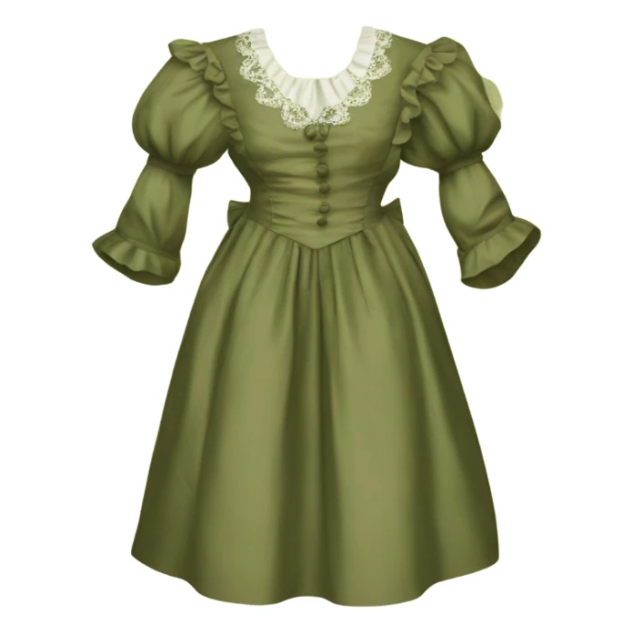Khaki green vintage roccoco dress sticker