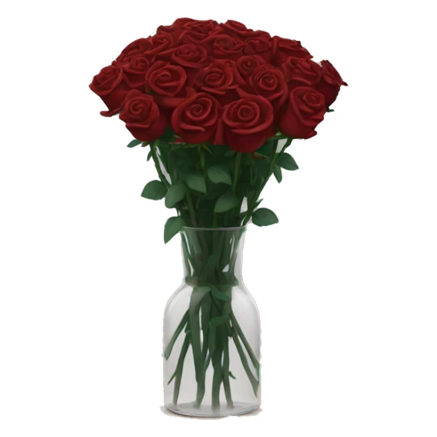 10000000 dark red  roses on stems in a clear glass vase sticker