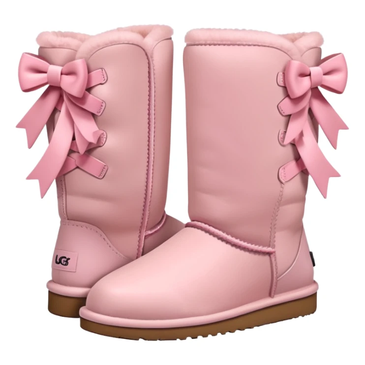 realistic pastel pink uggs with bows on the back, shoes facing the same way sticker