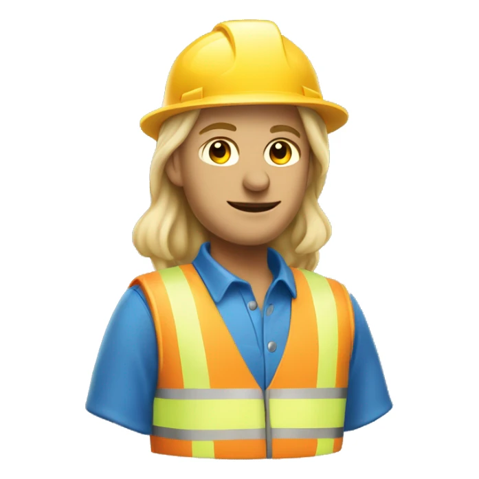 Blonde Malesdada construction worker with hat and blue work wear sticker