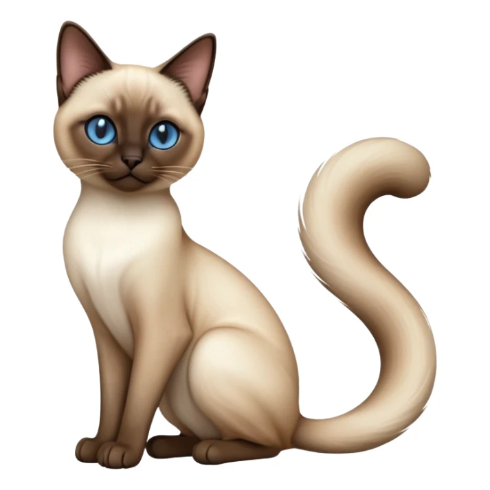 cinematic-[siamese cat]-realistic-full-body-sitting-emoji,-tail-curled-playfully-around-its-paws,-head-tilted-dramatically,-sleek-[siamese]-fur,-simplified-yet-realistic-focused-features,-highly-detailed,-glowing-with-an-almost-sarcastic-glow sticker