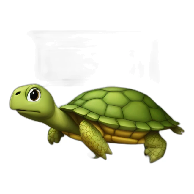 Tortue sur armoire qui mange du poulet sticker