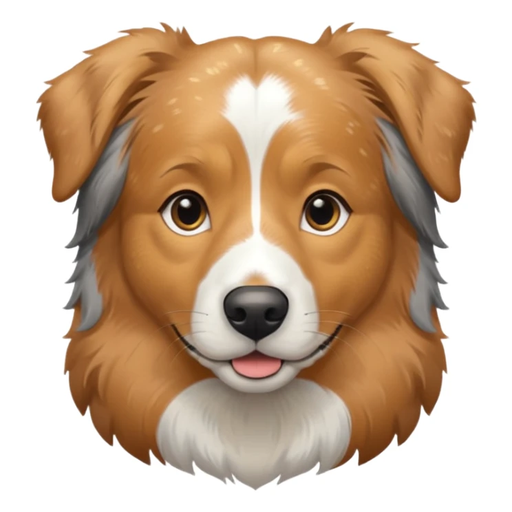 Australian Shepherd golden retriever tan eyebrows  black and speckled grey fur on chest. "No white" sticker