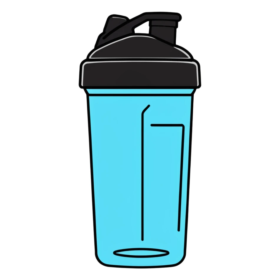 protein shaker bottle, cartoonish sticker style sticker