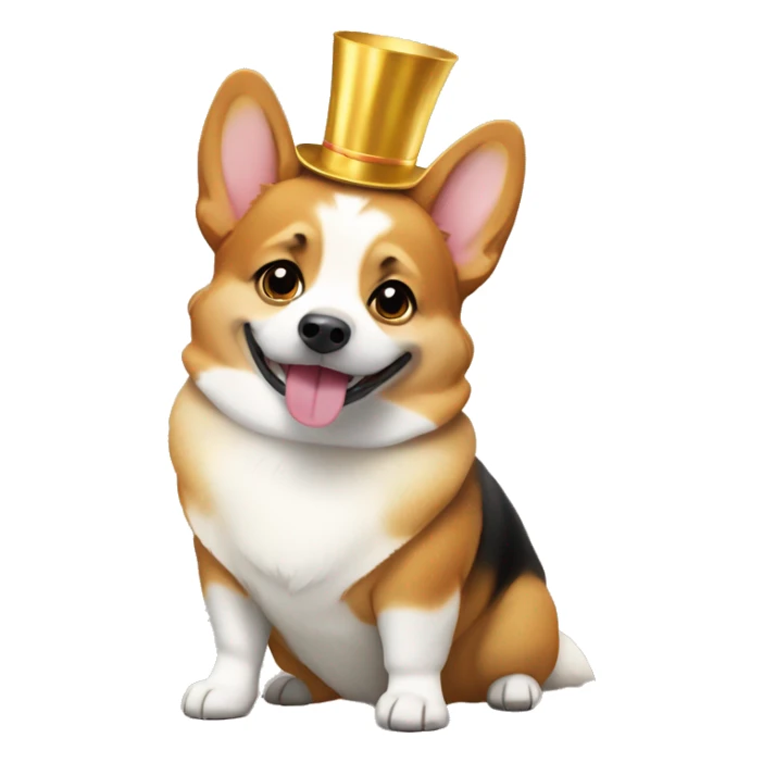 A corgi dog in a New Year's costume sticker