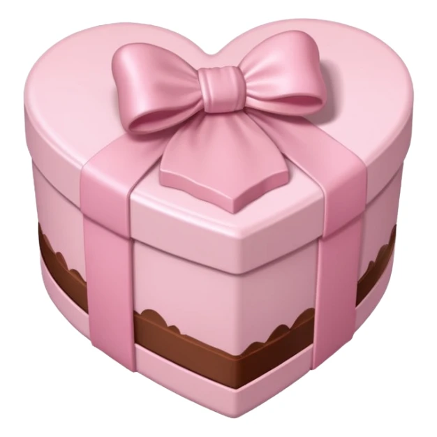 pale pink heart box, pale pink bow, filled with chocolates inside sticker