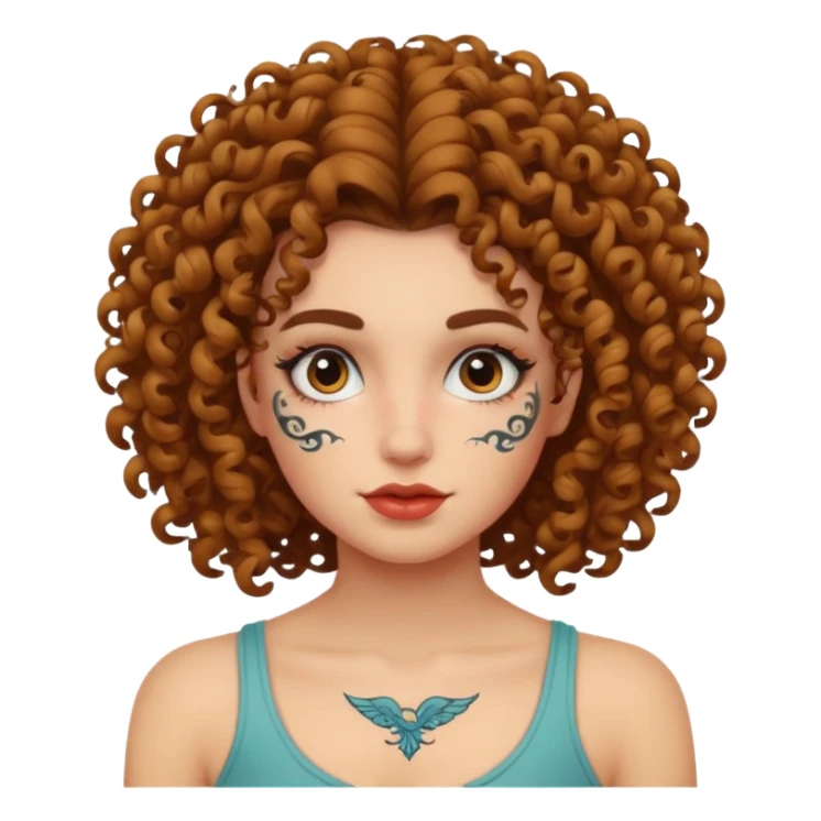 curley hair tattoo girl, full on face. sticker