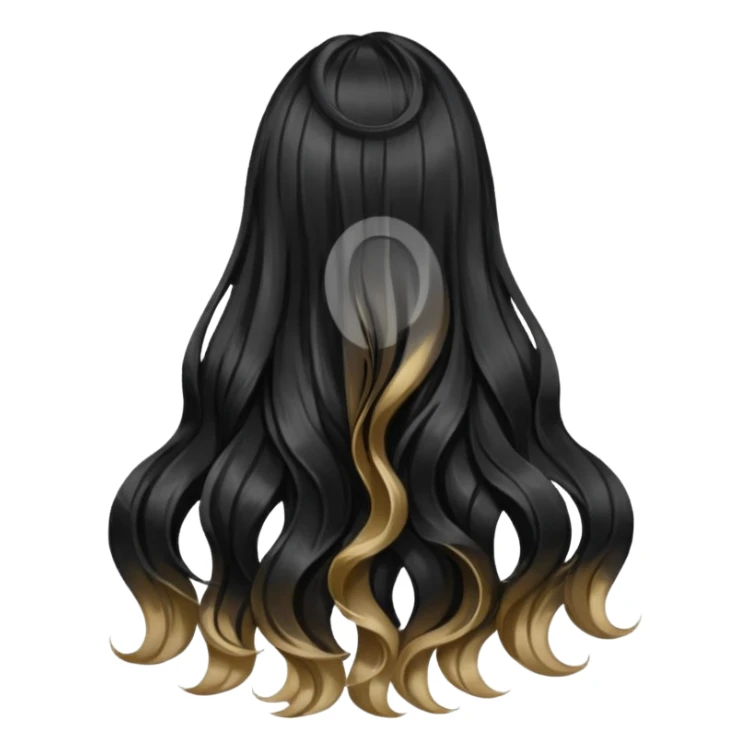 back view of long black voluminous hair sticker