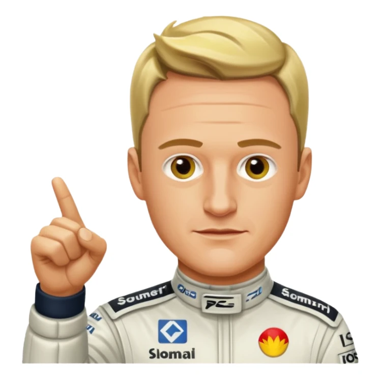 Ralf Schumacher pointing at Ralf Schumacher sticker