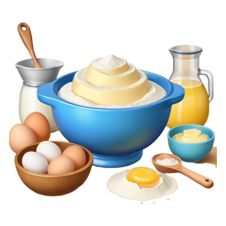 baking ingredients next to a mixing bowl sticker