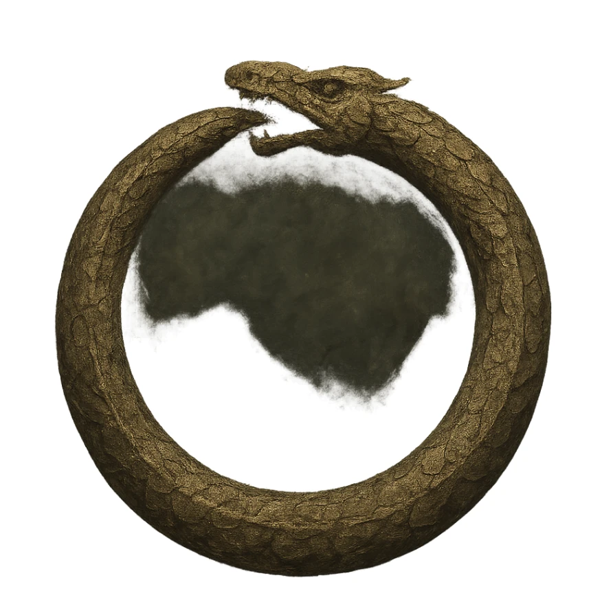 ancient ouroboros symbol, textured, mystical atmosphere, ancient and mysterious sticker