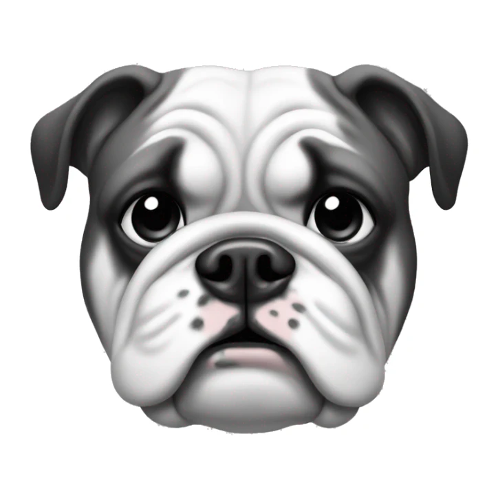 a English bulldog emoji in black and white sticker