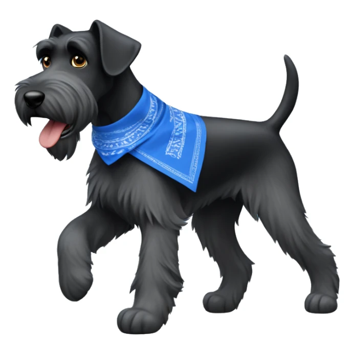 Giant schnauzer running around with a blue bandanna  sticker