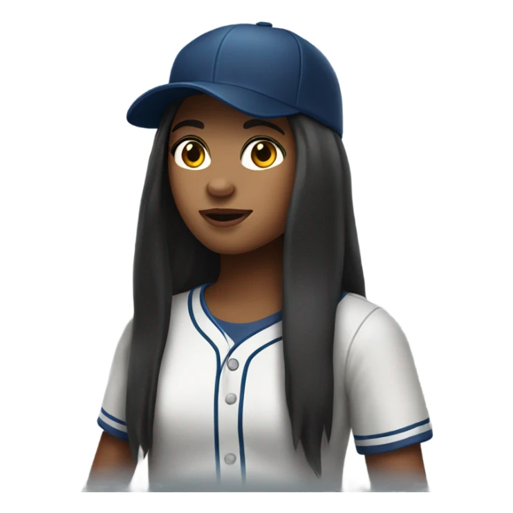 Long dark hair girl with baseball cap  sticker