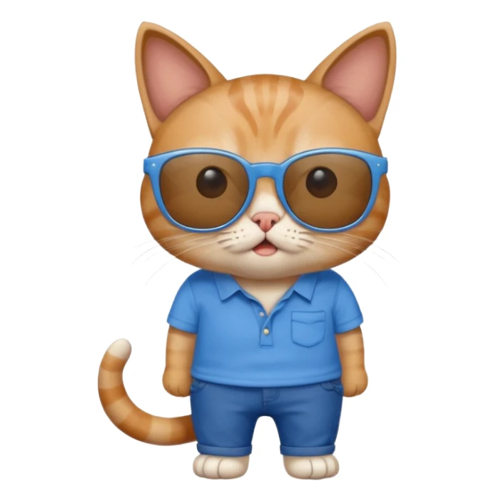 Cat with sunglasses with blue shirt pants and shocked sticker