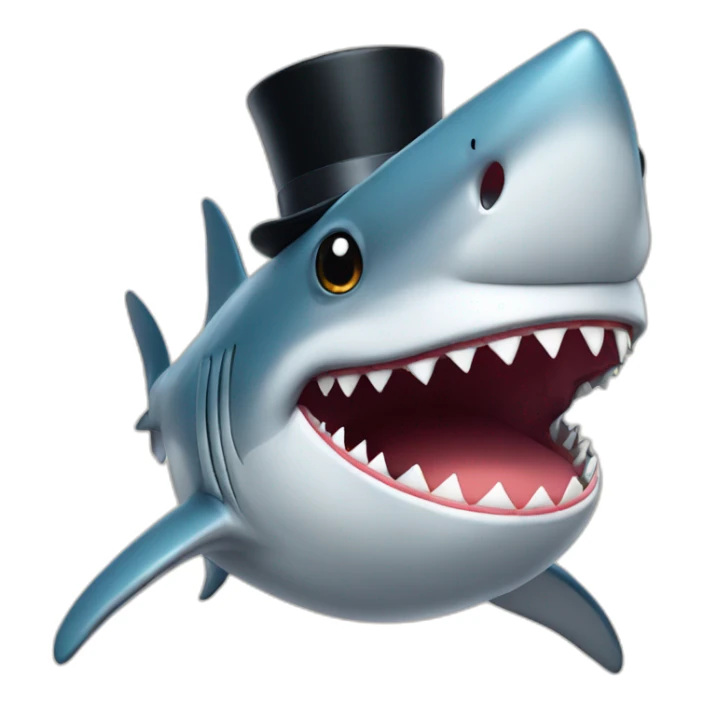 Shark with a top hat sticker