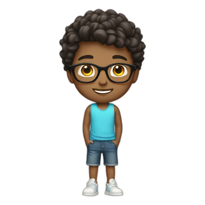 boy wearing shorts and glasses sticker