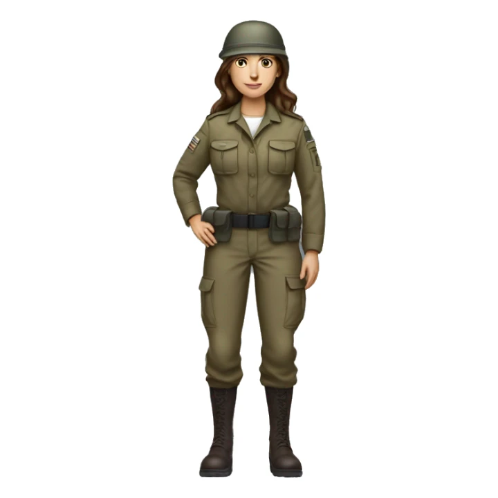 Realistic Idf female soilder long brown hair, full body sticker