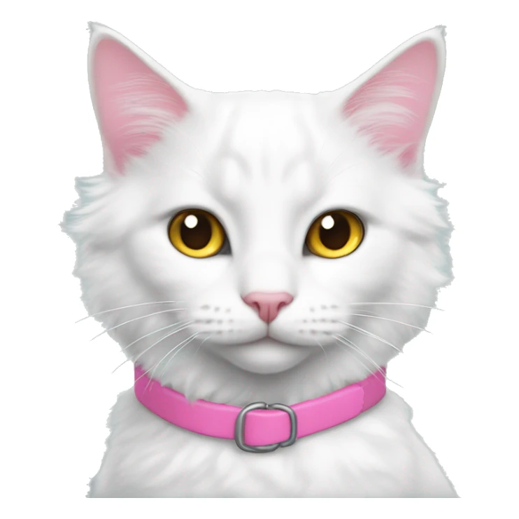 white turkish angora cat with different color eyes and a pink collar  sticker