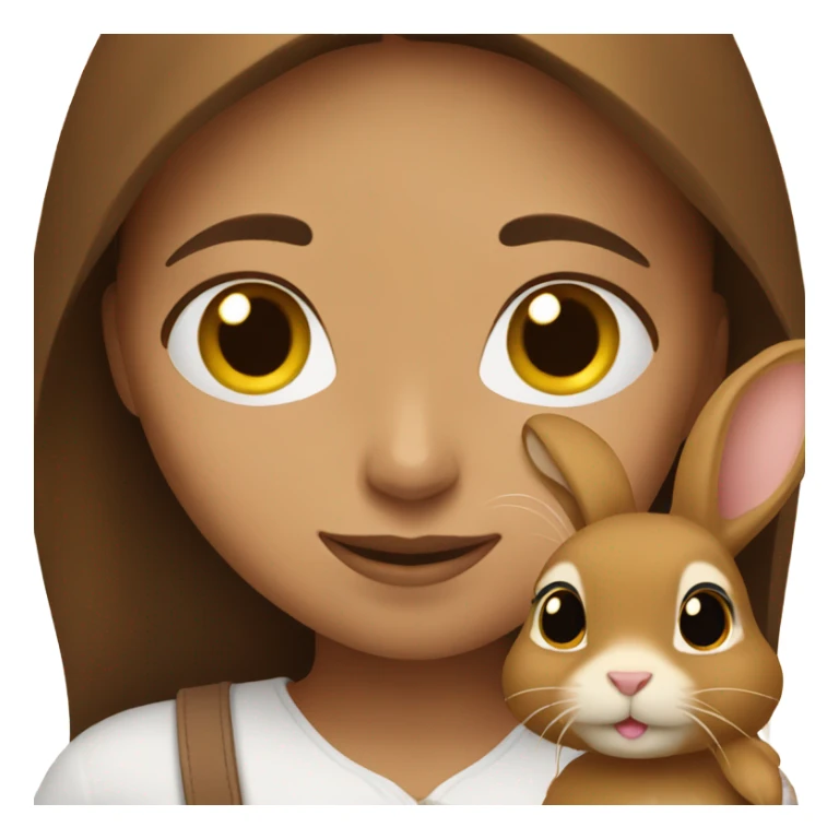 Girl with brown rabbit  indoors sticker