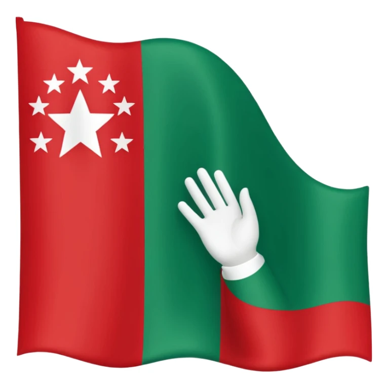 Abkhazian flag emoji with a white hand and seven stars on a red and green background sticker