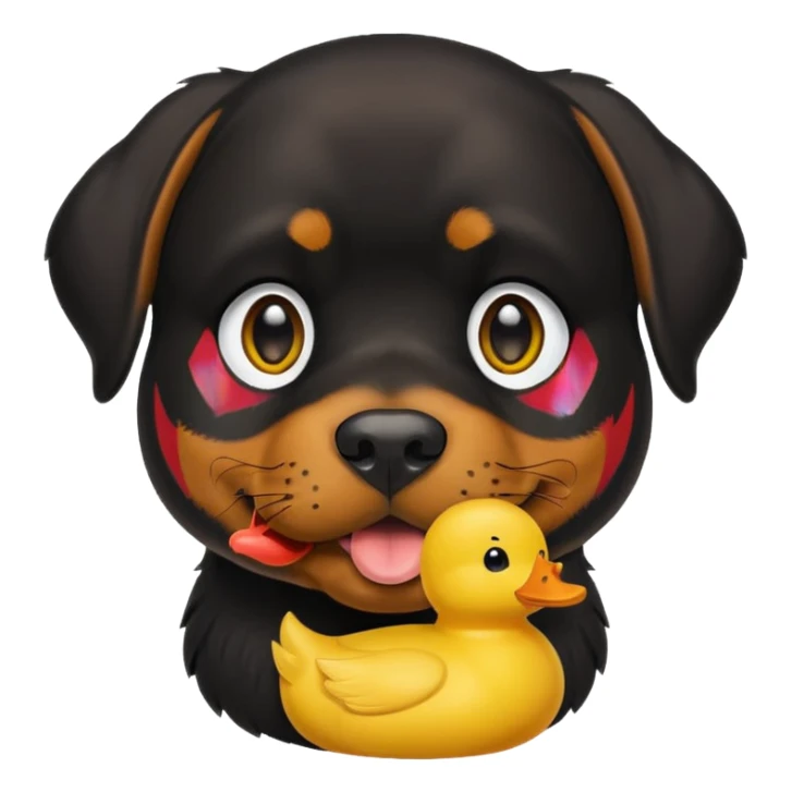 Rottweiler with toy duck in his mouth sticker