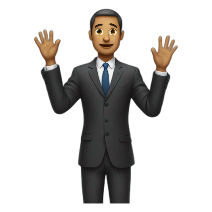man in suit holding out his arms sticker
