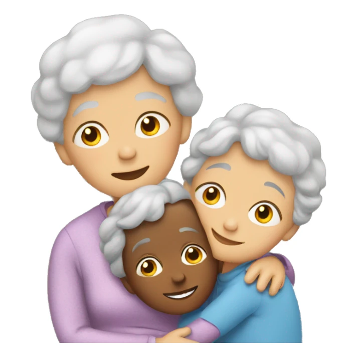 Grandma huggings with a boy and girl sticker