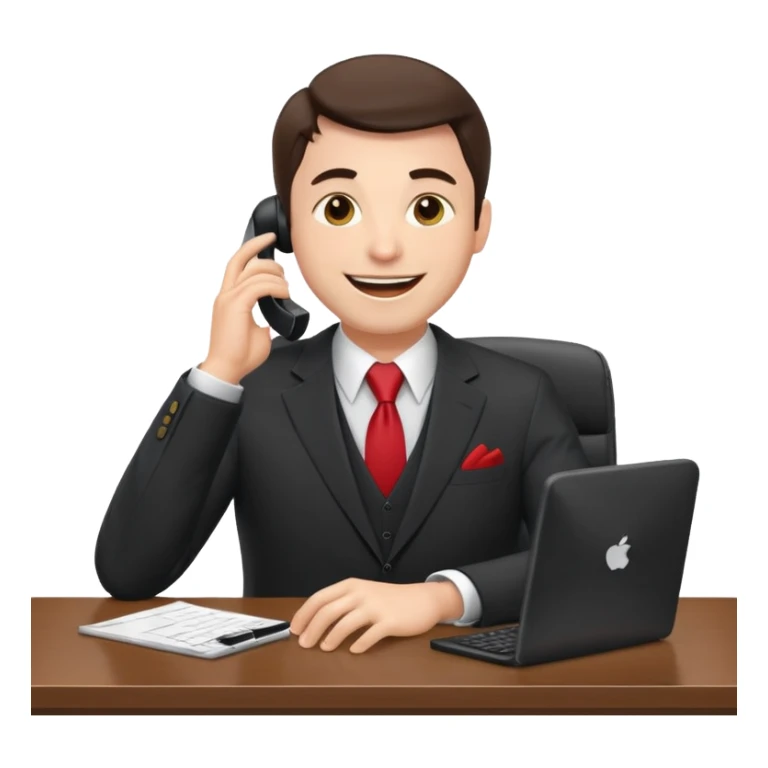 excited office boss on phone at his desk sticker