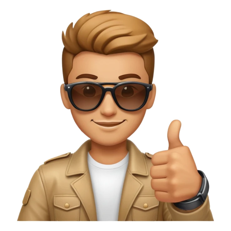 Cool character with sunglasses giving thumbs up, looking confident and awesome sticker