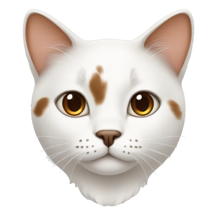 A pure white cat with distinct brown spots on its head sticker