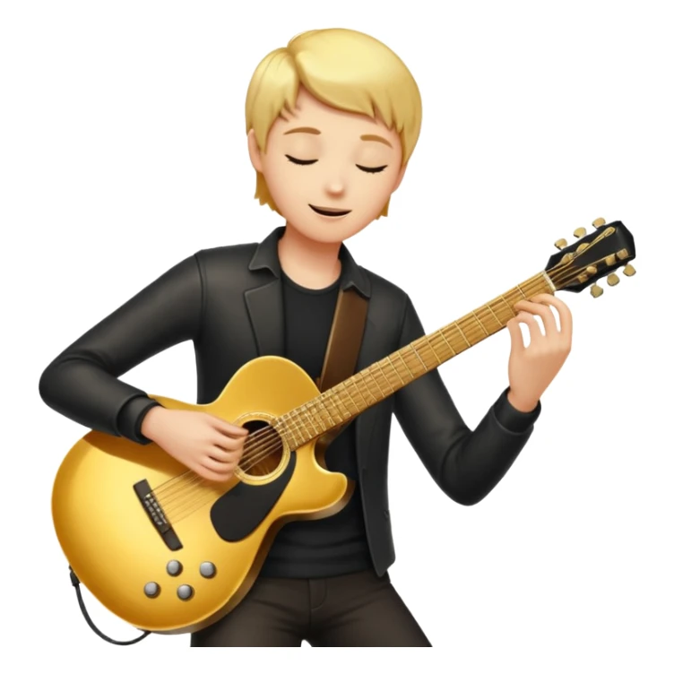 cinematic-realistic-guitar,-polished-metal,-warm-golden-reflections-dancing-along-its-surface,-soft-hands-carefully-positioned-over-the-keys,-glowing-with-an-elegant-and-airy-charm. sticker