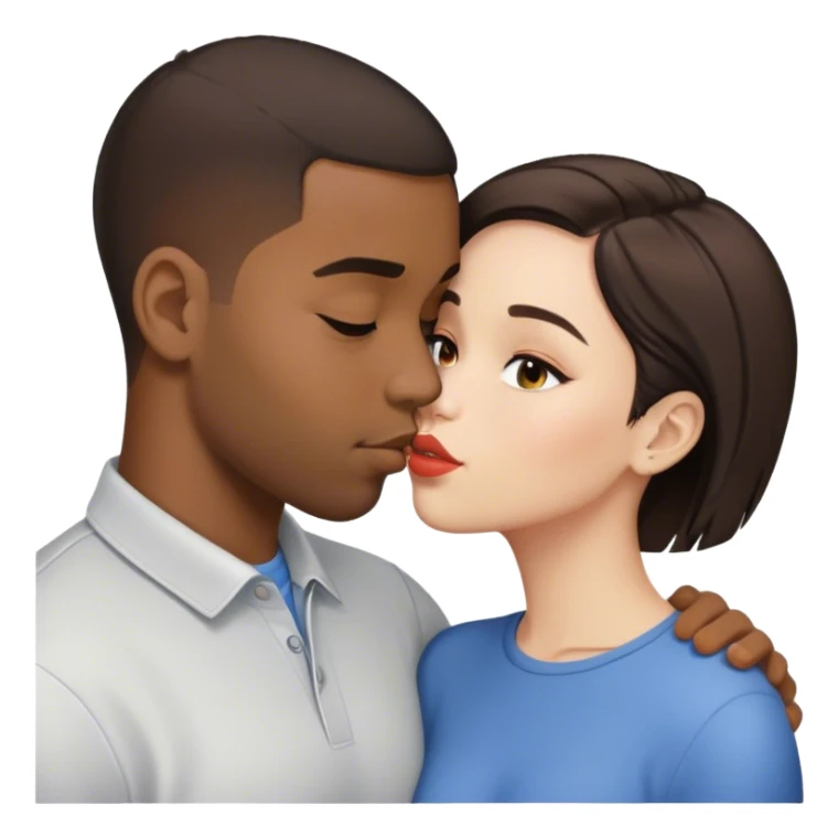 Kiss black man brunette girl sticker