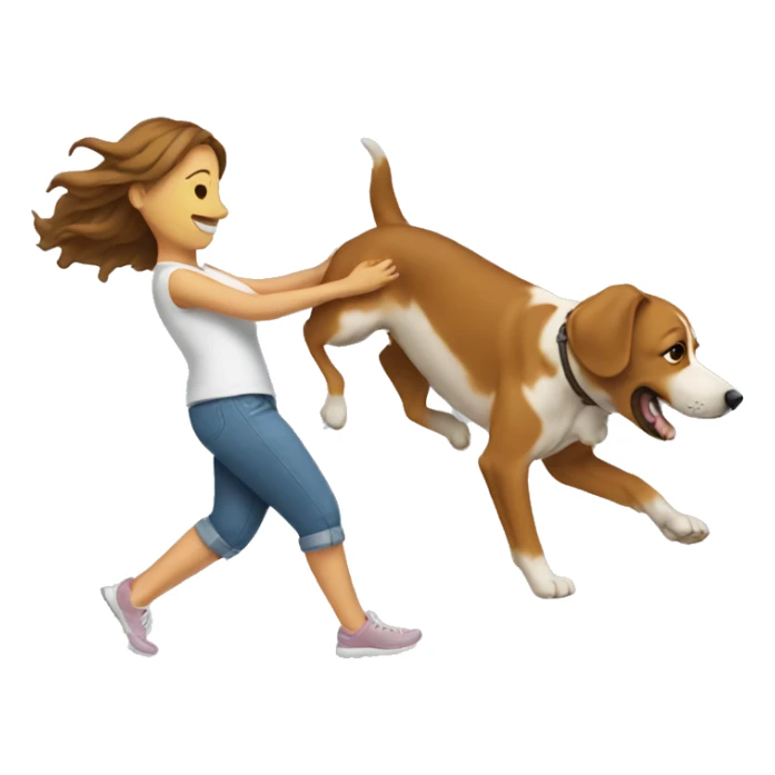 Woman walking dog upside down sticker