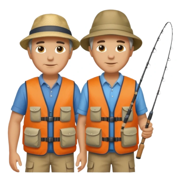 father and son fishing, full body sticker