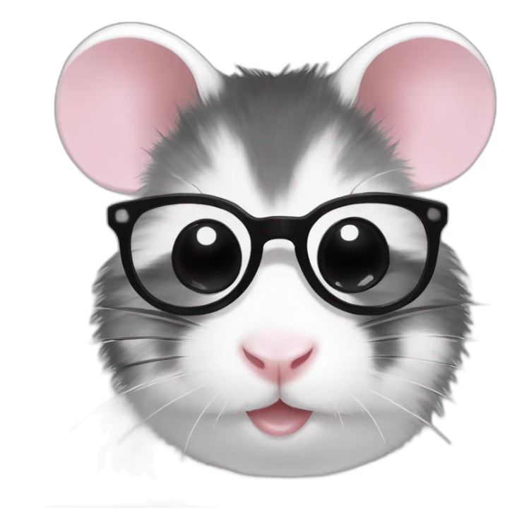 A Campbell dwarf hamster with a black and white fur wearing glasses sticker