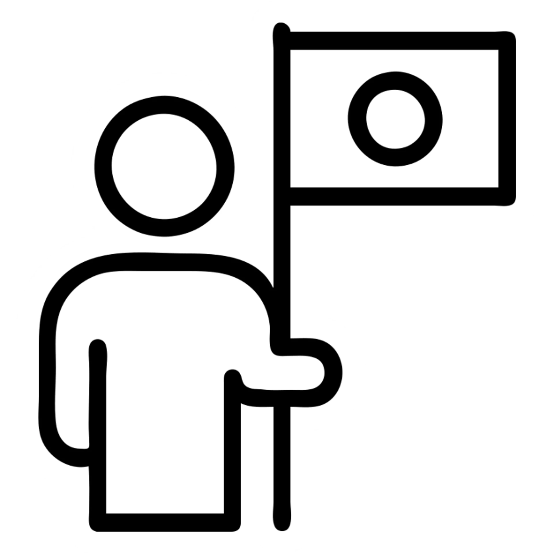 person with Japanese flag sticker